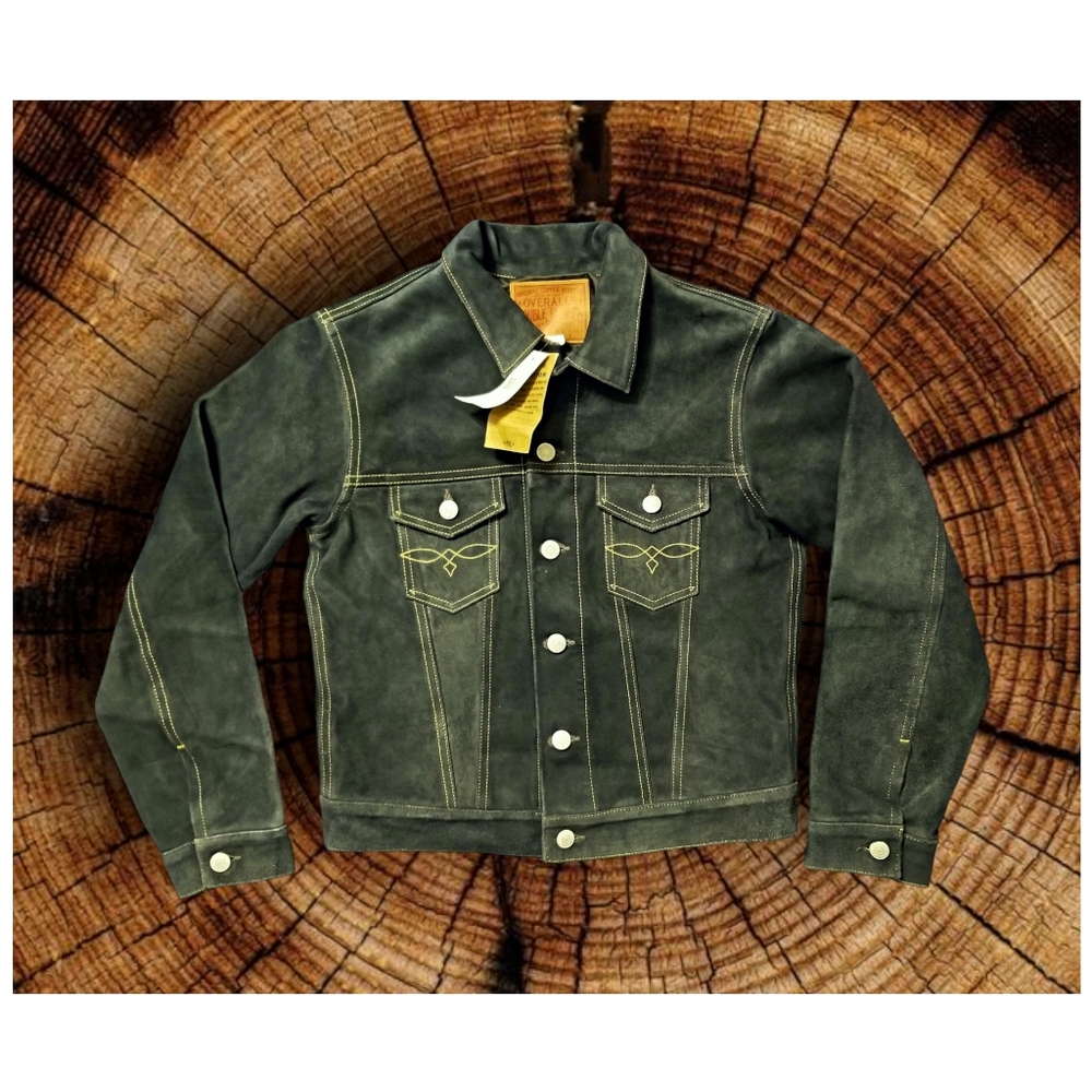 ☆NWT☆DOUBLE RL RALPH LAUREN RRL INDIGO DYED SUEDE TRUCKER JACKET- WOMEN’S SIZE 2